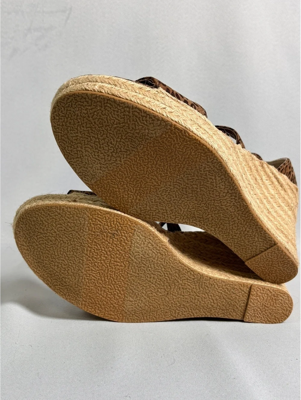 Very G Brown Leopard Print Espadrille Wedge Sandals